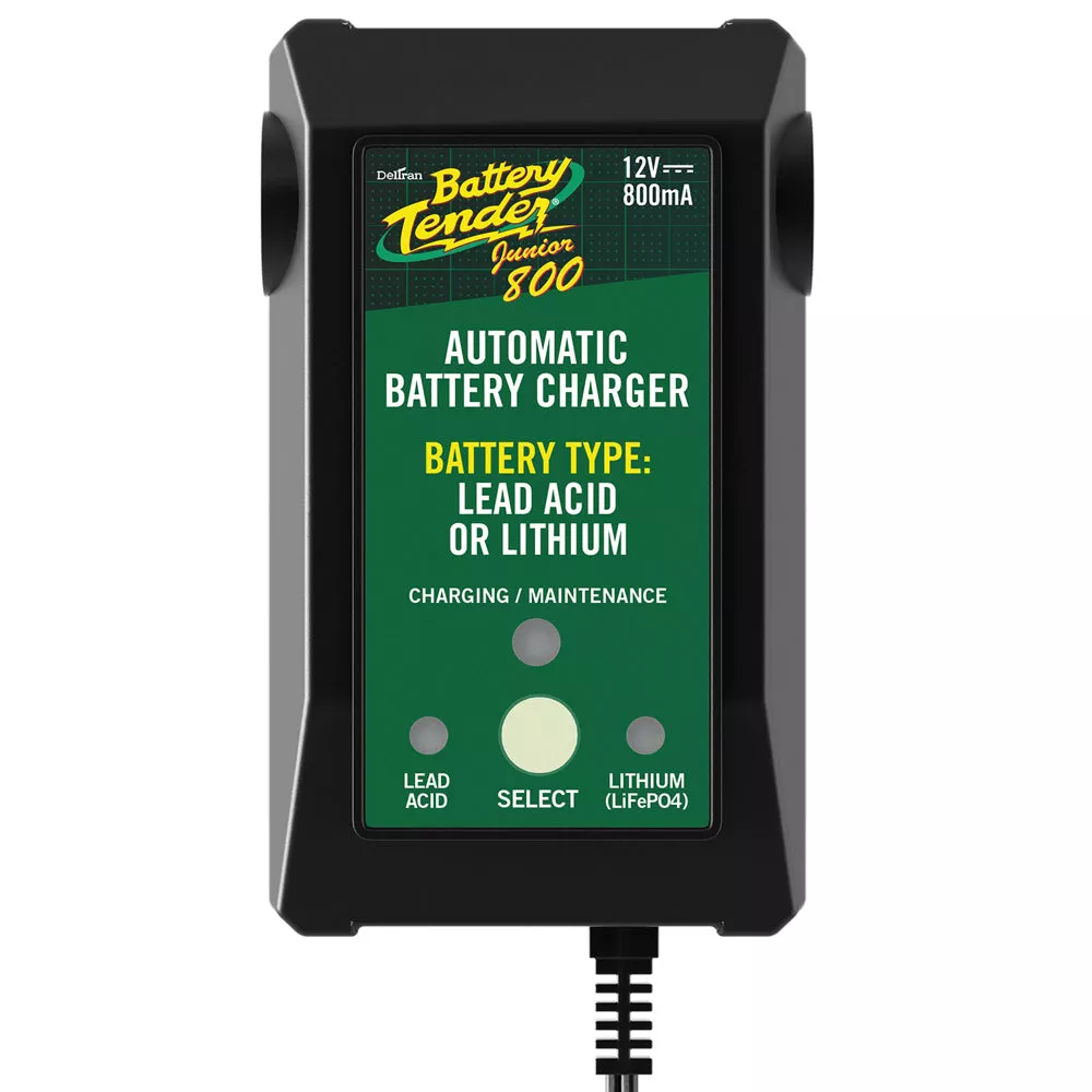 022-0199-DL-WH - Battery Tender 12V, 800mA Lead Acid/Lithium Selectable Battery Charger