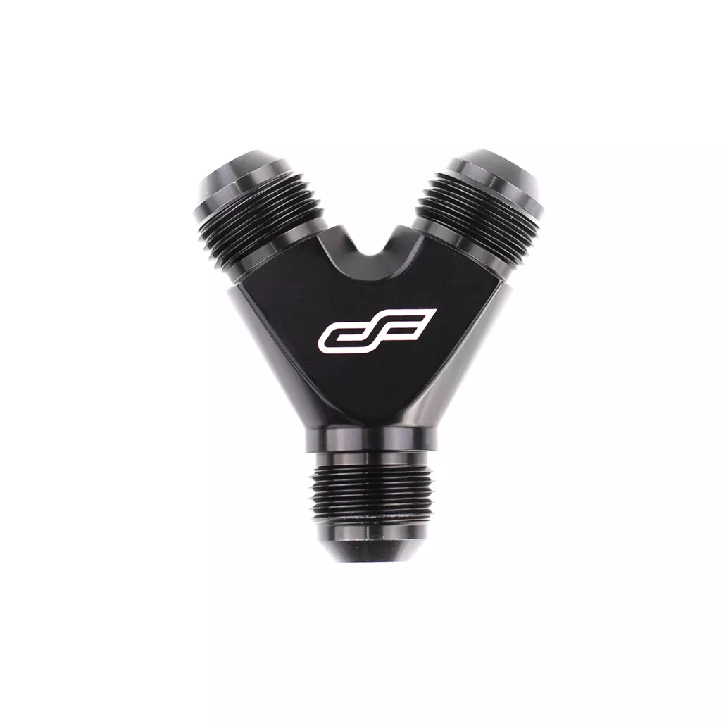-10 AN Fitting Y Block to -08 AN Reducer Black