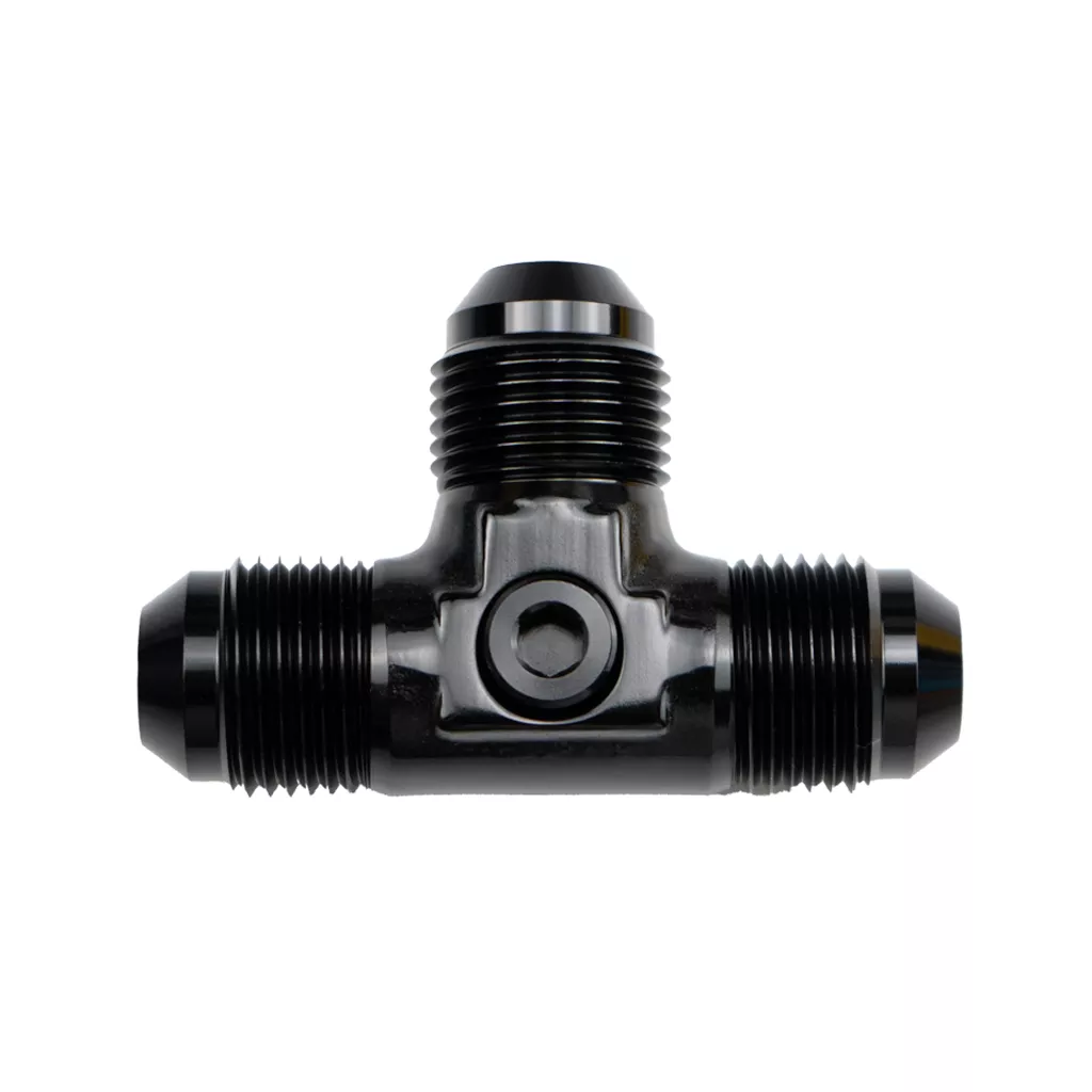 -8AN Flare Tee w/ 1/8" NPT Port Black
