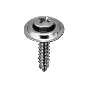 Au-ve-co 14970 Tapping Screw With Countersunk Washer, #8 Thread, 1-1/2 in OAL, Phillips Oval, Sems Head, Chrome